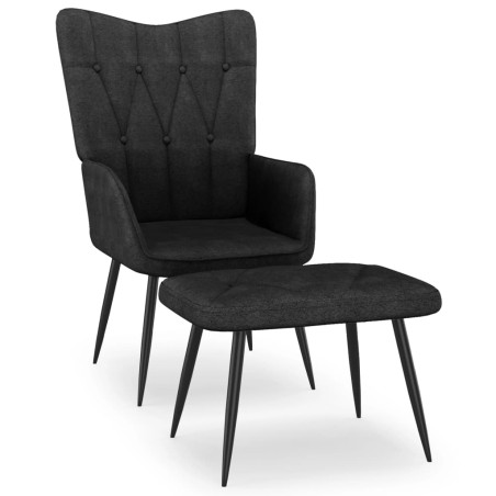 vidaXL Relaxsessel mit Hocker Schwarz Stoff
