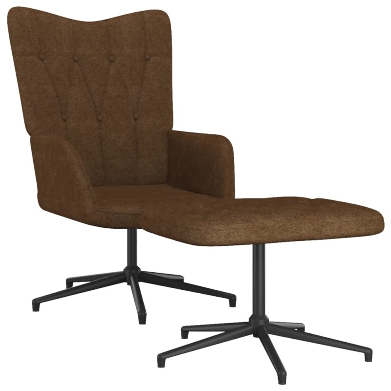 vidaXL Relaxsessel mit Hocker Braun Stoff vidaXL Relaxsessel mit Hocker Braun Stoff