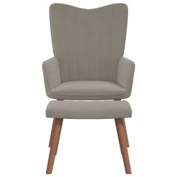 vidaXL Relaxsessel mit Hocker Hellgrau Samt