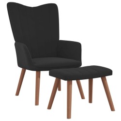vidaXL Relaxsessel mit Hocker Schwarz Samt