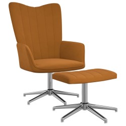 vidaXL Relaxsessel mit Hocker Braun Samt