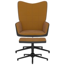 vidaXL Relaxsessel mit Hocker Braun Samt und PVC