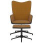 vidaXL Relaxsessel mit Hocker Braun Samt und PVC vidaXL Relaxsessel mit Hocker Braun Samt und PVC