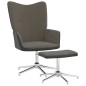 vidaXL Relaxsessel mit Hocker Dunkelgrau Samt und PVC vidaXL Relaxsessel mit Hocker Dunkelgrau Samt und PVC