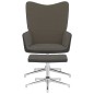 vidaXL Relaxsessel mit Hocker Dunkelgrau Samt und PVC vidaXL Relaxsessel mit Hocker Dunkelgrau Samt und PVC