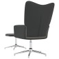vidaXL Relaxsessel mit Hocker Dunkelgrau Samt und PVC vidaXL Relaxsessel mit Hocker Dunkelgrau Samt und PVC