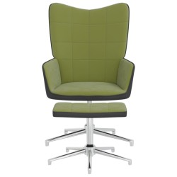 vidaXL Relaxsessel mit Hocker Hellgrün Samt und PVC