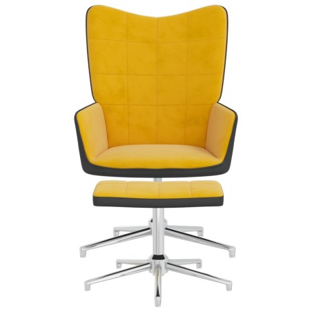 vidaXL Relaxsessel mit Hocker Senfgelb Samt und PVC