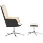 vidaXL Relaxsessel mit Hocker Cremeweiß Samt und PVC vidaXL Relaxsessel mit Hocker Cremeweiß Samt und PVC