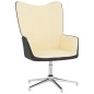 vidaXL Relaxsessel mit Hocker Cremeweiß Samt und PVC vidaXL Relaxsessel mit Hocker Cremeweiß Samt und PVC