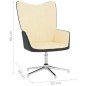 vidaXL Relaxsessel mit Hocker Cremeweiß Samt und PVC vidaXL Relaxsessel mit Hocker Cremeweiß Samt und PVC