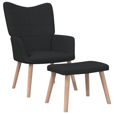 vidaXL Relaxsessel mit Hocker Schwarz Stoff