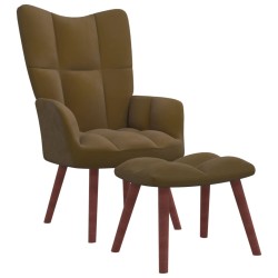 vidaXL Relaxsessel mit Hocker Braun Samt