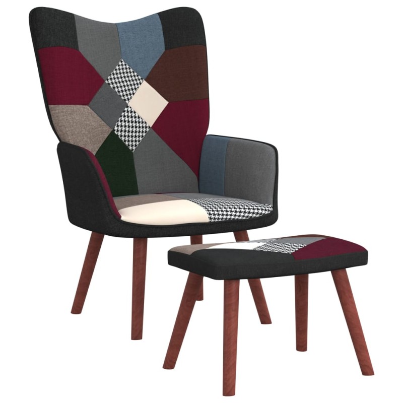vidaXL Relaxsessel mit Hocker Patchwork Stoff vidaXL Relaxsessel mit Hocker Patchwork Stoff