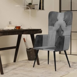 vidaXL Ohrensessel Grau Echtleder