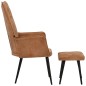 vidaXL Ohrensessel mit Hocker Braun Canvas vidaXL Ohrensessel mit Hocker Braun Canvas