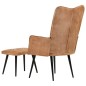 vidaXL Ohrensessel mit Hocker Braun Canvas vidaXL Ohrensessel mit Hocker Braun Canvas