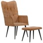 vidaXL Ohrensessel mit Hocker Braun Canvas vidaXL Ohrensessel mit Hocker Braun Canvas