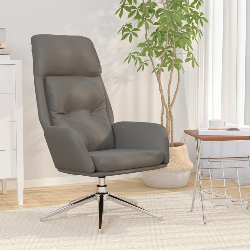 vidaXL Relaxsessel Grau Echtleder vidaXL Relaxsessel Grau Echtleder
