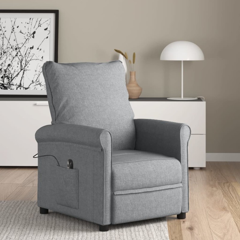vidaXL Relaxsessel Elektrisch Hellgrau Stoff vidaXL Relaxsessel Elektrisch Hellgrau Stoff