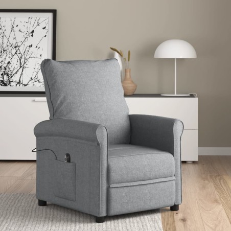 vidaXL Relaxsessel Elektrisch Hellgrau Stoff