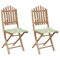 vidaXL Klappbare Gartenstühle 2 Stk. mit Kissen Bambus