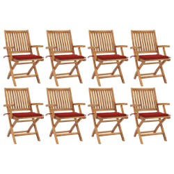 vidaXL Klappbare Gartenstühle mit Kissen 8 Stk. Massivholz Teak