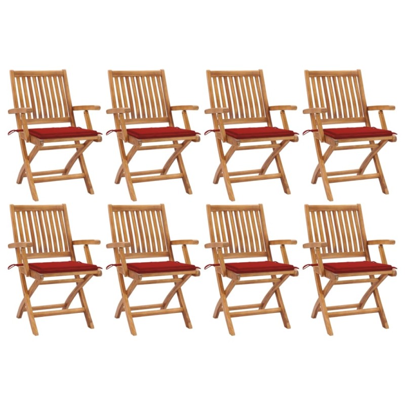 vidaXL Klappbare Gartenstühle mit Kissen 8 Stk. Massivholz Teak vidaXL Klappbare Gartenstühle mit Kissen 8 Stk. Massivholz Teak