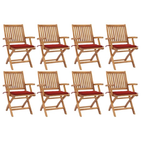 vidaXL Klappbare Gartenstühle mit Kissen 8 Stk. Massivholz Teak