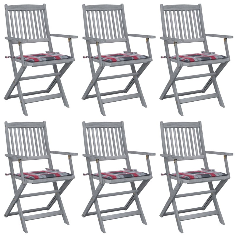 vidaXL Klappbare Gartenstühle 6 Stk. mit Kissen Massivholz Akazie vidaXL Klappbare Gartenstühle 6 Stk. mit Kissen Massivholz Akazie