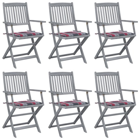vidaXL Klappbare Gartenstühle 6 Stk. mit Kissen Massivholz Akazie