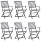 vidaXL Klappbare Gartenstühle 6 Stk. mit Kissen Massivholz Akazie vidaXL Klappbare Gartenstühle 6 Stk. mit Kissen Massivholz Akazie