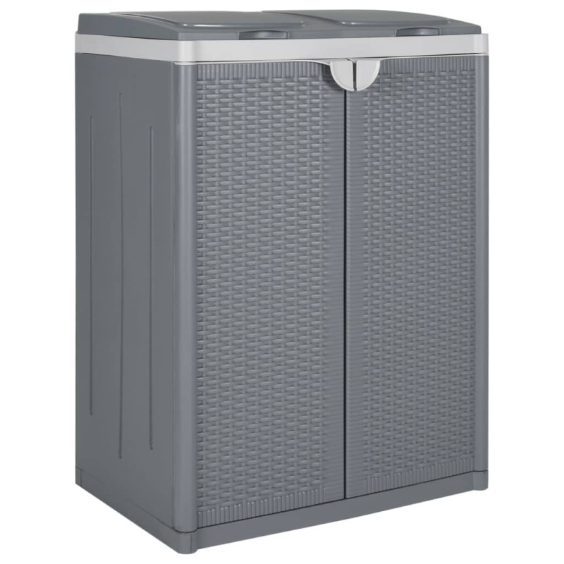 vidaXL Mülleimer mit 2 Klappen Grau 65x45x88 cm PP vidaXL Mülleimer mit 2 Klappen Grau 65x45x88 cm PP