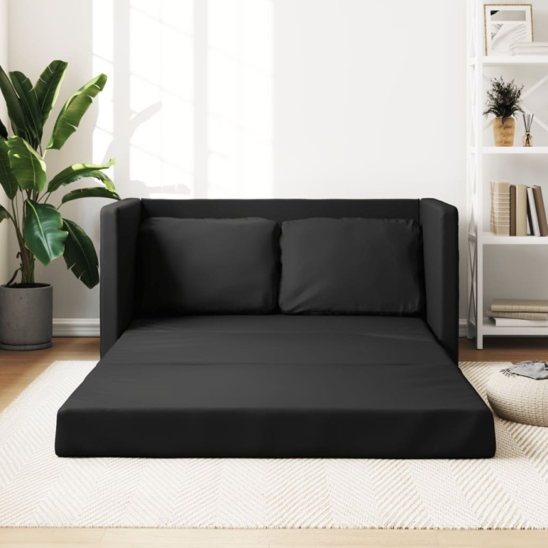 vidaXL Bodensofa mit Schlaffunktion Schwarz 112x174x55 cm Kunstleder vidaXL Bodensofa mit Schlaffunktion Schwarz 112x174x55 cm Kunstleder