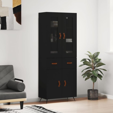 vidaXL Highboard Schwarz 69,5x34x180 cm Holzwerkstoff