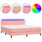 vidaXL Boxspringbett mit Matratze & LED Rosa 160x200 cm Samt vidaXL Boxspringbett mit Matratze & LED Rosa 160x200 cm Samt