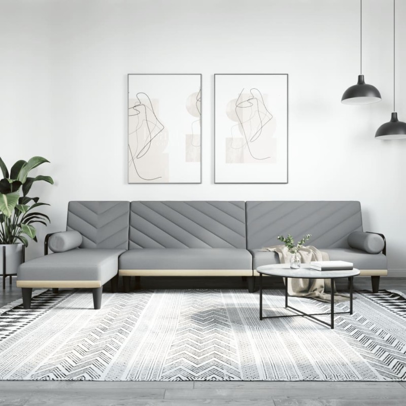 vidaXL Schlafsofa in L-Form Hellgrau 260x140x70 cm Stoff vidaXL Schlafsofa in L-Form Hellgrau 260x140x70 cm Stoff