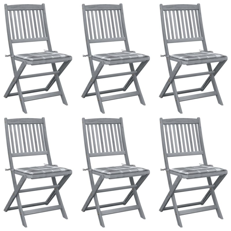 vidaXL Klappbare Gartenstühle 6 Stk. mit Kissen Massivholz Akazie vidaXL Klappbare Gartenstühle 6 Stk. mit Kissen Massivholz Akazie