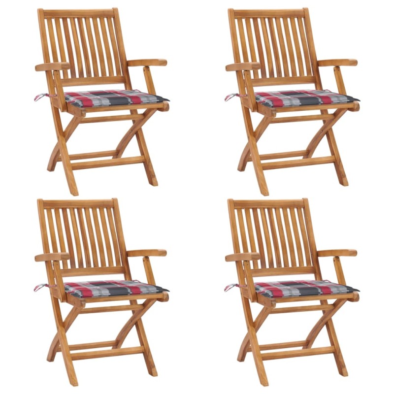 vidaXL Klappbare Gartenstühle mit Kissen 4 Stk. Massivholz Teak vidaXL Klappbare Gartenstühle mit Kissen 4 Stk. Massivholz Teak
