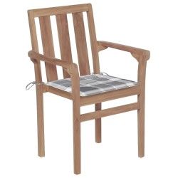 vidaXL Stapelbare Gartenstühle mit Kissen 6 Stk. Massivholz Teak