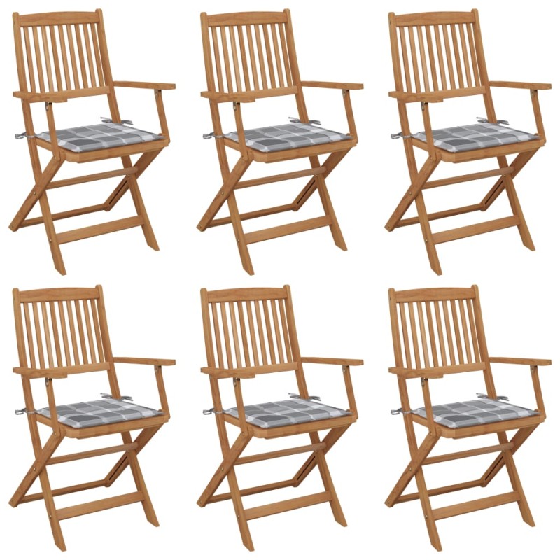 vidaXL Klappbare Gartenstühle 6 Stk. mit Kissen Massivholz Akazie vidaXL Klappbare Gartenstühle 6 Stk. mit Kissen Massivholz Akazie