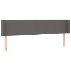 vidaXL Kopfteil mit Ohren Grau 203x16x78/88 cm Kunstleder