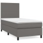 vidaXL Boxspringbett mit Matratze Grau 100x200 cm Kunstleder vidaXL Boxspringbett mit Matratze Grau 100x200 cm Kunstleder