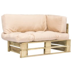 vidaXL Outdoor-Sofa Paletten mit Kissen in Sandfarben Kiefernholz