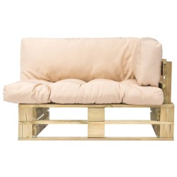 vidaXL Outdoor-Sofa Paletten mit Kissen in Sandfarben Kiefernholz