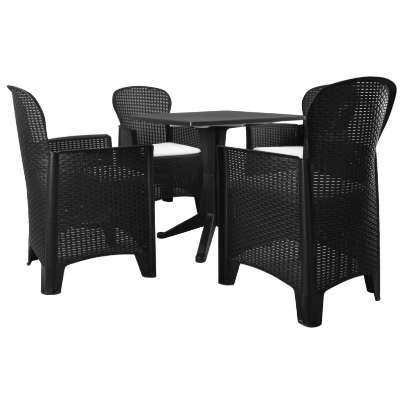 vidaXL 5-tlg. Garten-Essgruppe Kunststoff Rattan Anthrazit vidaXL 5-tlg. Garten-Essgruppe Kunststoff Rattan Anthrazit