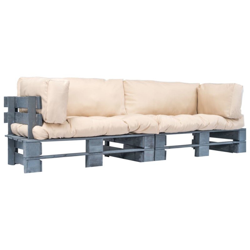 vidaXL 2-tlg. Outdoor-Sofa-Set Paletten Kissen Sandfarben Kiefernholz vidaXL 2-tlg. Outdoor-Sofa-Set Paletten Kissen Sandfarben Kiefernholz