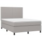 vidaXL Boxspringbett mit Matratze Hellgrau 140x200 cm Stoff vidaXL Boxspringbett mit Matratze Hellgrau 140x200 cm Stoff