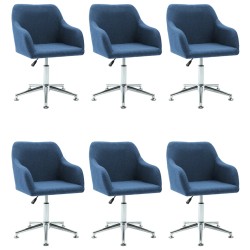 vidaXL Esszimmerstühle Drehbar 6 Stk. Blau Stoff