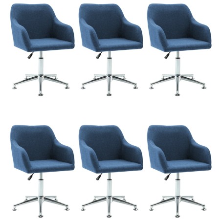 vidaXL Esszimmerstühle Drehbar 6 Stk. Blau Stoff